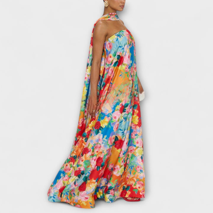Harlow - Off-shoulder maxi-kjole med blomsterprint