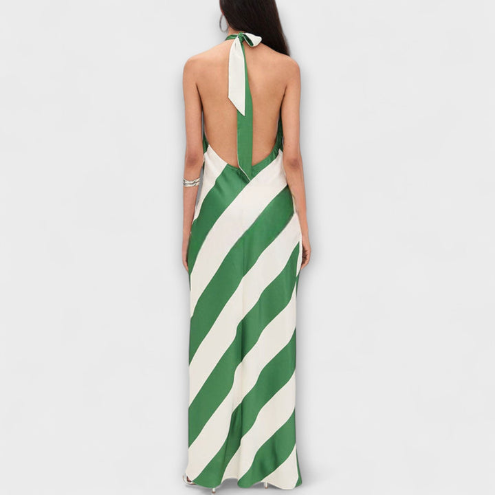 Marlowe - Gestreiftes Neckholder Maxikleid ohne Rücken