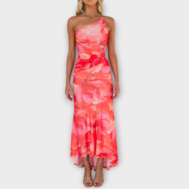 Pia - Vestido Longo com Franzido Assimétrico