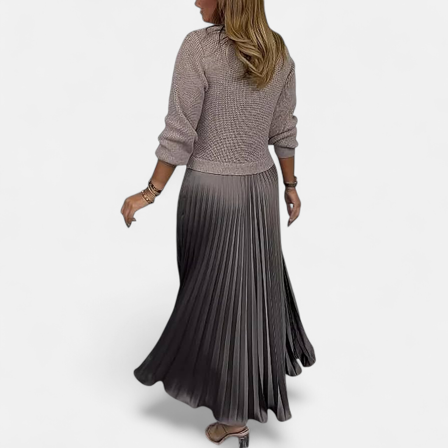 Claudia - Abito Maxi con Maglione e Gonna Plissettata