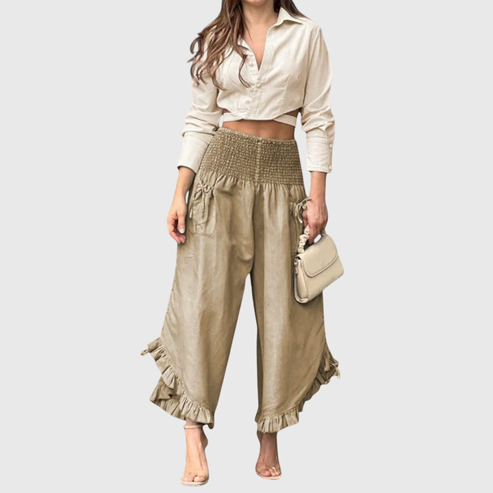 Jaya - Calça Casual com Pregas na Moda