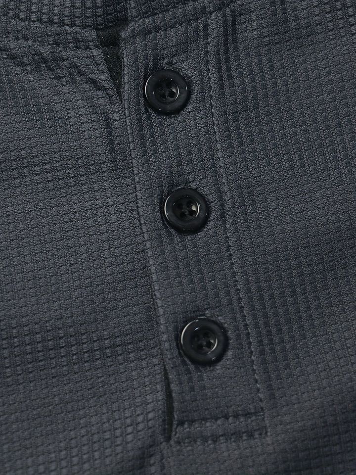 Callum | Polished Long Sleeve Henley Shirt with Button Placket and Tailored Fit