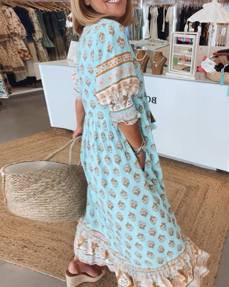 Mana| Vestido Chic Floral com Decote em V