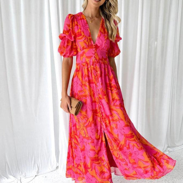 Lavinia | Stilfuld maxikjole med blomsterprint