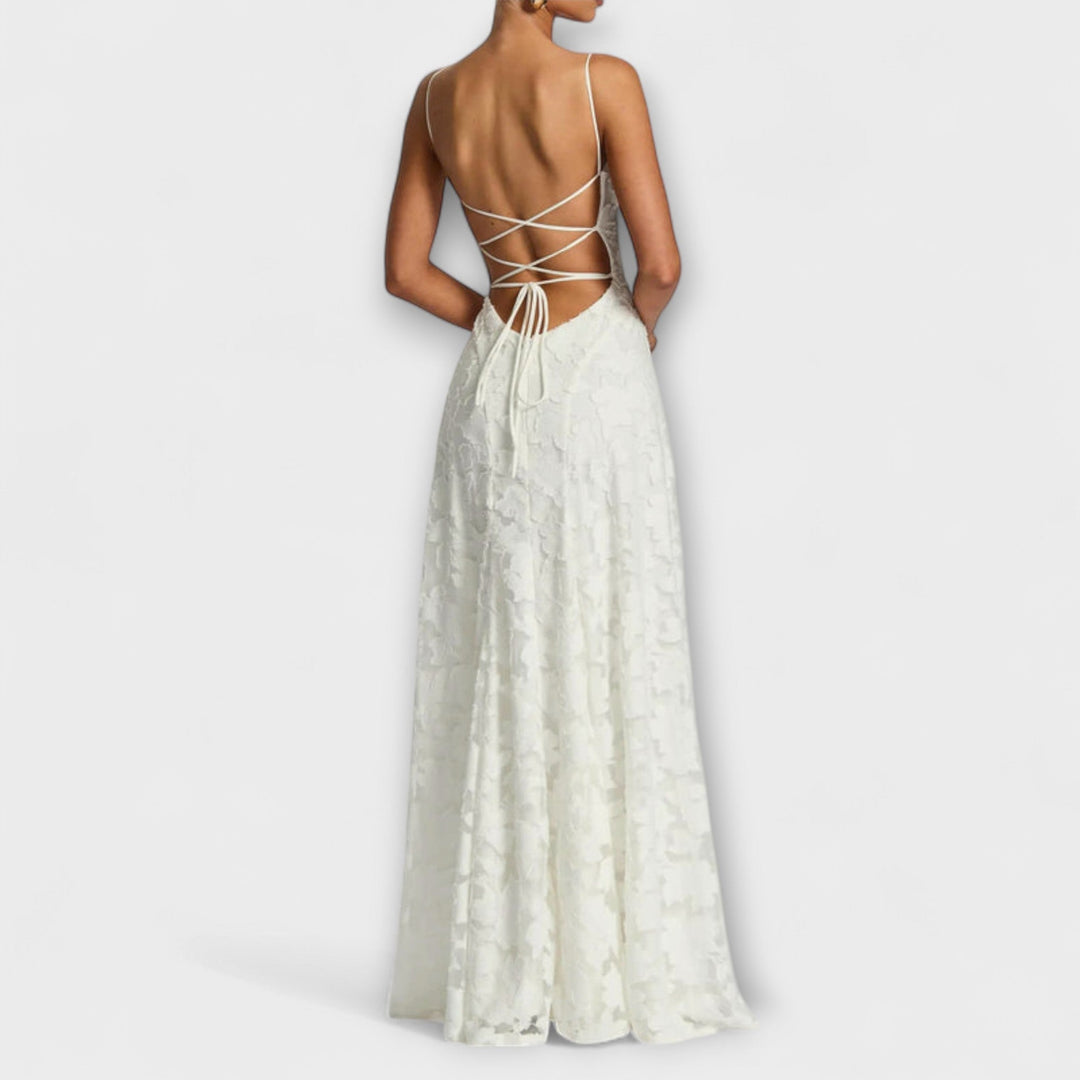 Emberly - Elegantes Jacquard Maxikleid