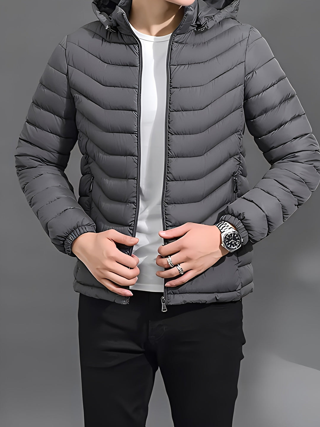 Thaddeus | Dependable Quilted Puffer Jacket with Removable Hood and Zippered Pockets