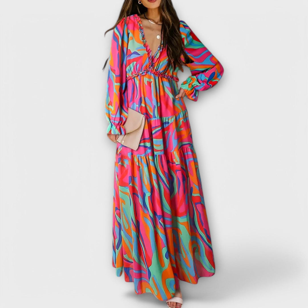 Elle | Vestido Maxi Floral con Escote en V