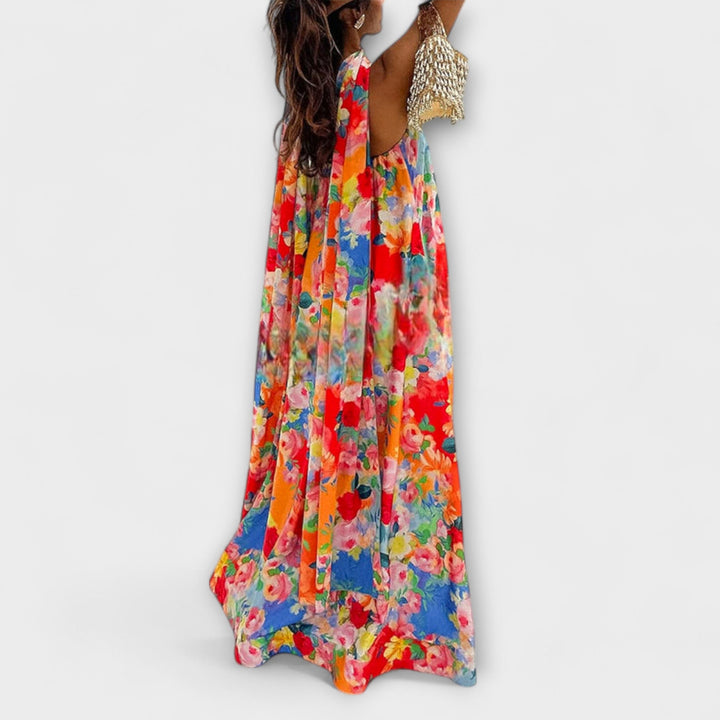 Harlow - Off-shoulder maxi-kjole med blomsterprint
