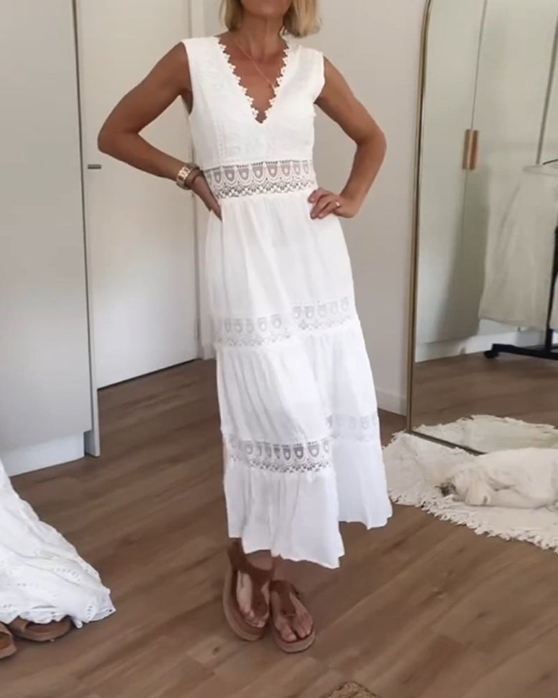Aurélie™ | Abito Elegante in Pizzo con Scollo a V