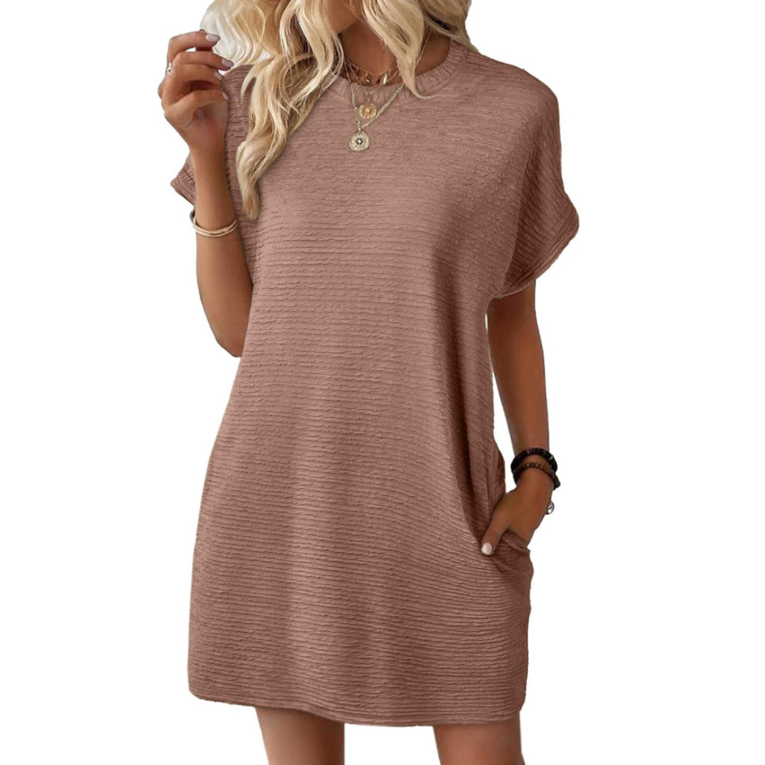 EVASHA™ – Casual Minimalistisk Rund Hals Sommerkjole