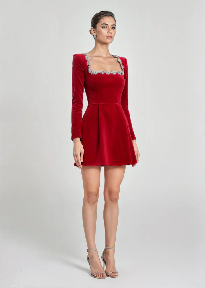 Willow™ | Vestido Mini de Veludo
