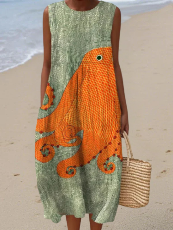 Tess™ Vestido Midi Oceânico