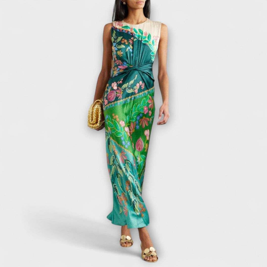 Aisling - Elegantes, gedreht drapiertes Maxikleid mit Blumenmuster