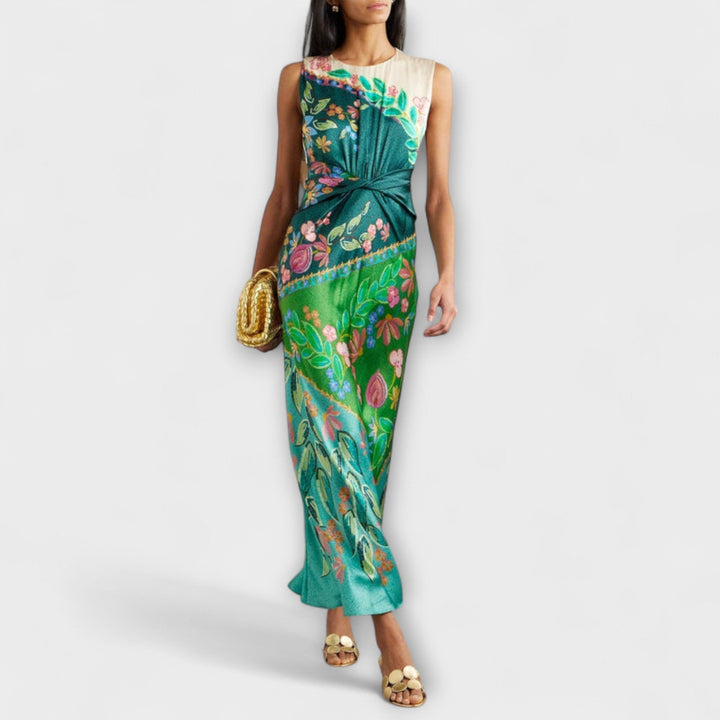 Aisling - Elegantes, gedreht drapiertes Maxikleid mit Blumenmuster