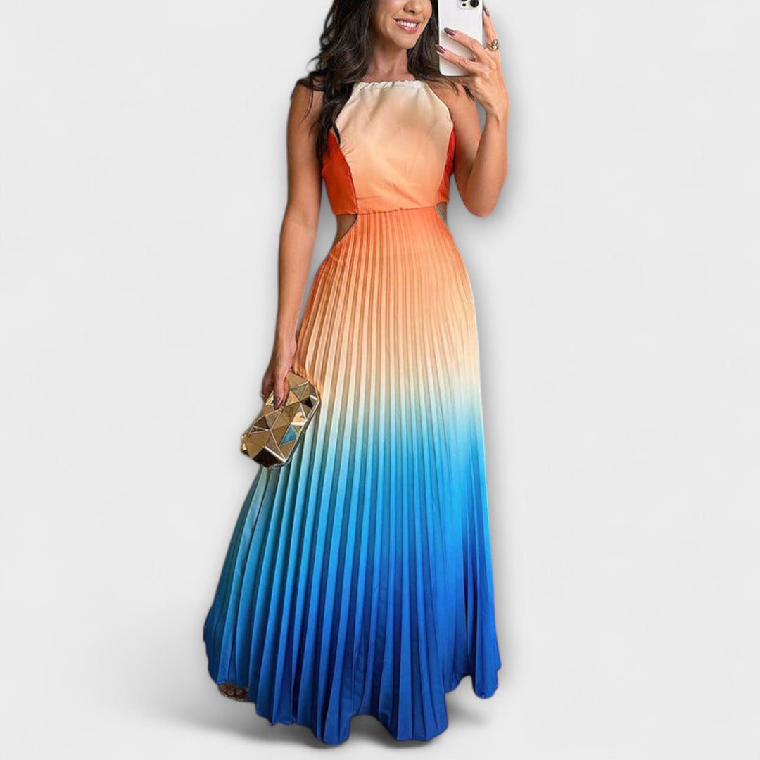 Haven - Vestido maxi sin espalda con efecto tie-dye y estilo moderno
