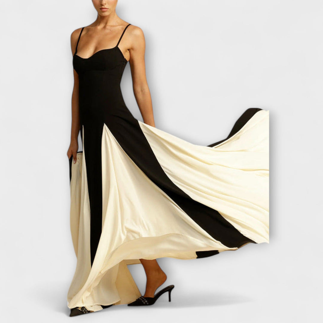 Ember - Classico Abito Lungo A-Line con Pannelli in Tulle