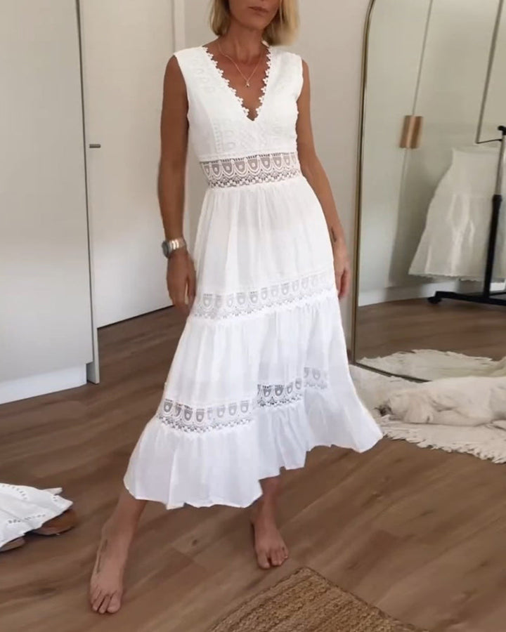 Aurélie™ | Abito Elegante in Pizzo con Scollo a V
