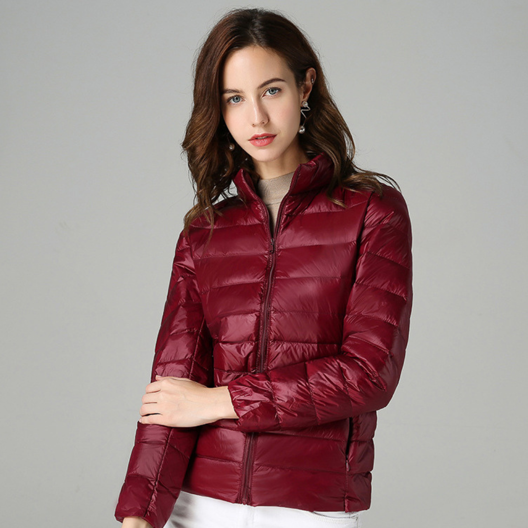 Women's Jacket Cotton Down Waterproof Lightweight Packable Pockets Office Travel