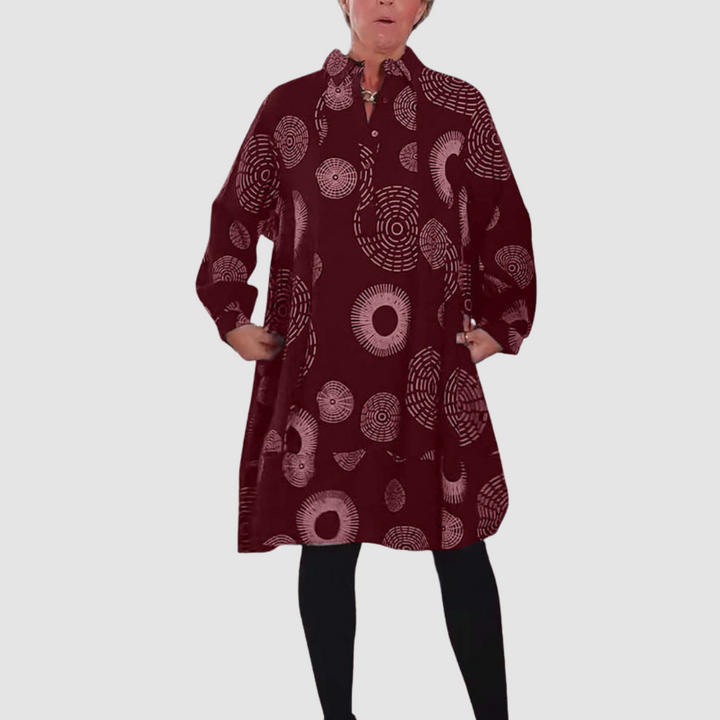 Haydie™ Vestido casual con solapa y estampado geométrico