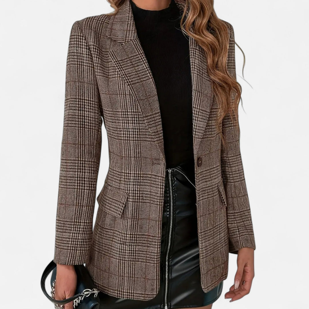 Delphine | Eleganter Damenblazer mit taillierter Passform und Karomuster