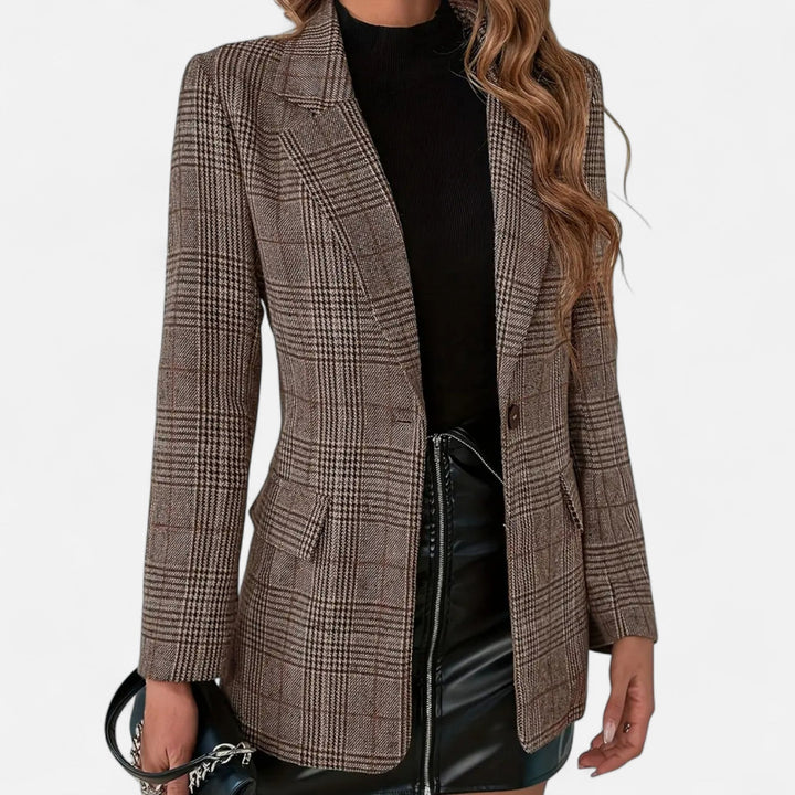 Delphine | Eleganter Damenblazer mit taillierter Passform und Karomuster