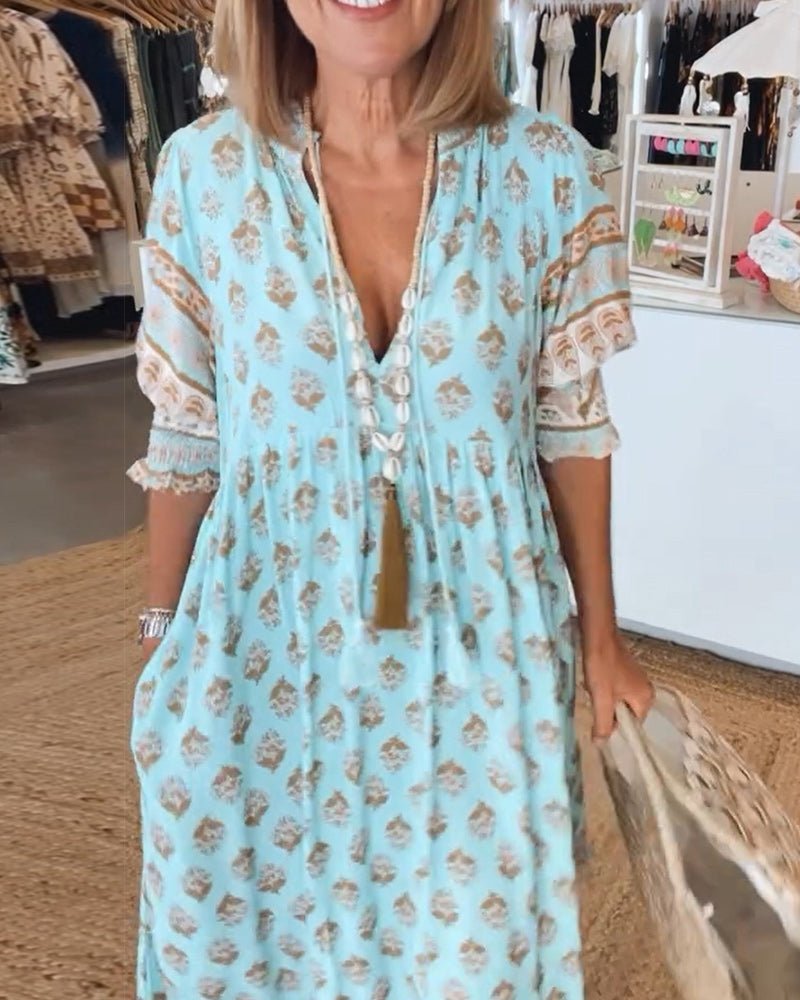 Mana| Vestido Chic Floral com Decote em V