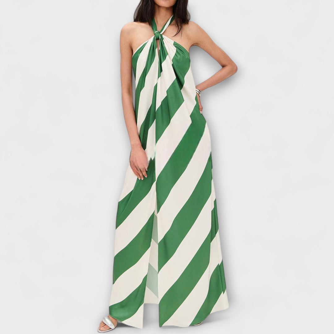 Marlowe - Gestreiftes Neckholder Maxikleid ohne Rücken