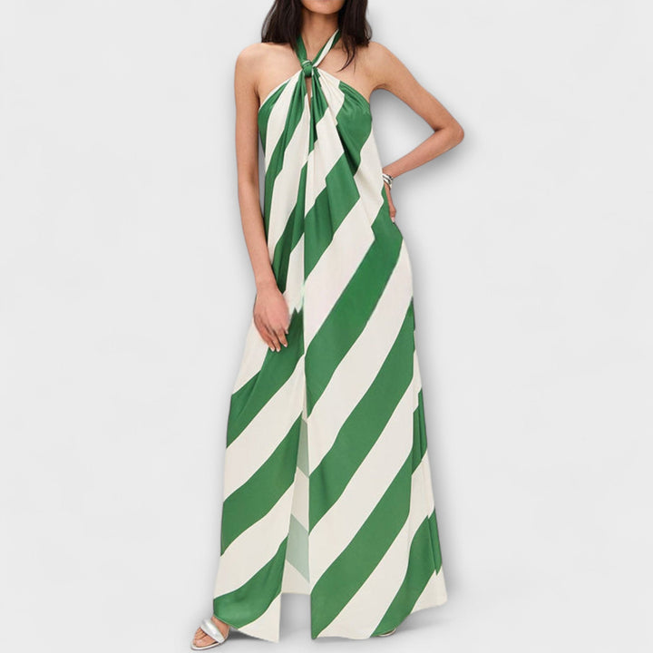 Marlowe - Gestreiftes Neckholder Maxikleid ohne Rücken