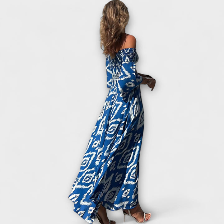 Bella - Robe décolletée avec fleurs océaniques