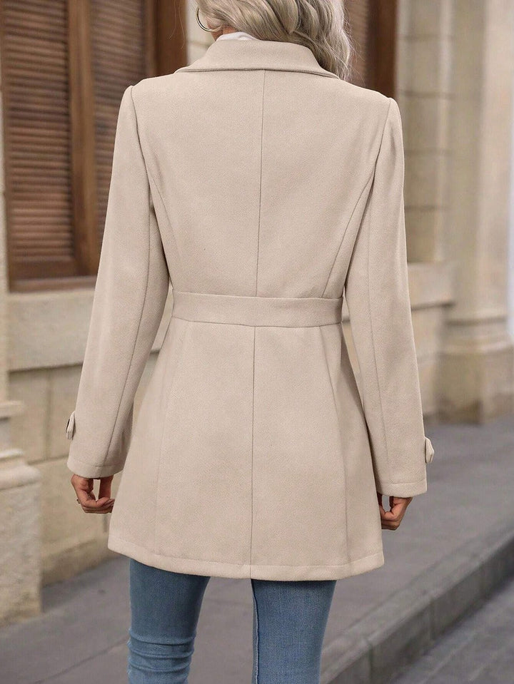 Women's Trenchcoat Wool Blend Adjustable Belt Notch Collar Office