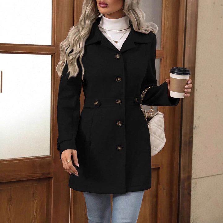Women's Trenchcoat Wool Blend Adjustable Belt Notch Collar Office