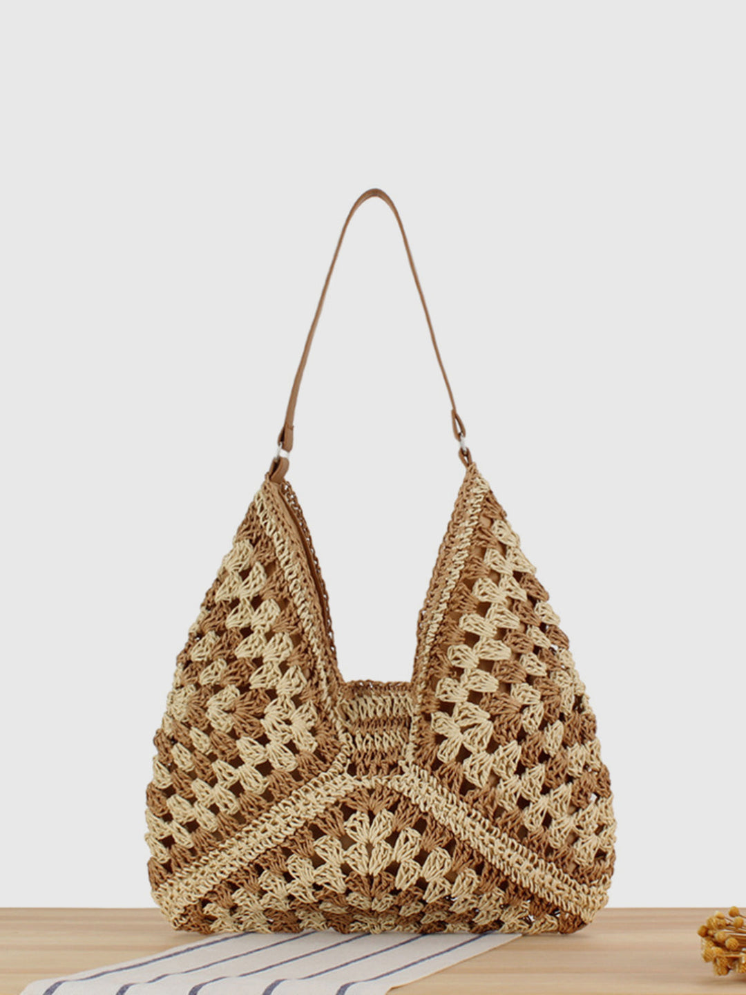 Louella | Casual Crochet Shoulder Bag with Slouchy Hobo Shape and Thin Strap