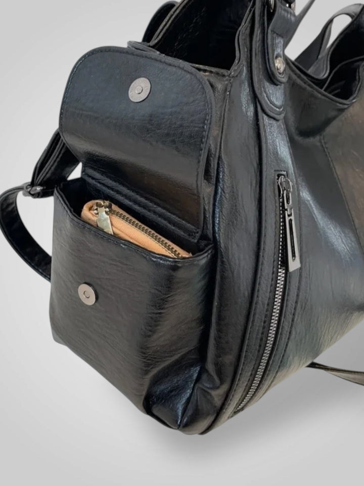 Zara | Bolsa de ombro elegante com detalhes metálicos e compartimentos espaçosos