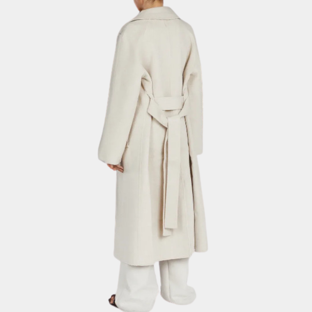 Lang trenchcoat til kvinder med oversized pasform og bælte i taljen til formelt og afslappet brug