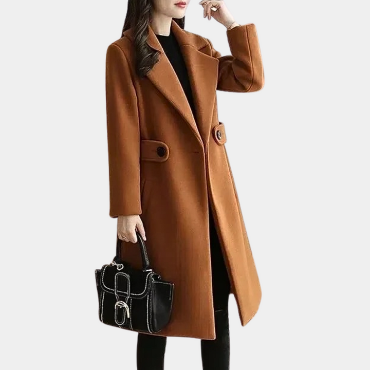 Cappotto lungo da donna dalla vestibilità slim, taglio sartoriale e vita con cintura, da formale a casual