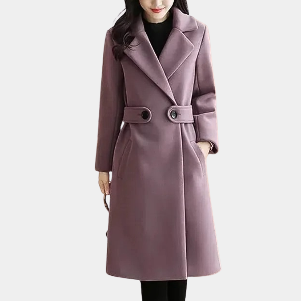 Cappotto lungo da donna dalla vestibilità slim, taglio sartoriale e vita con cintura, da formale a casual