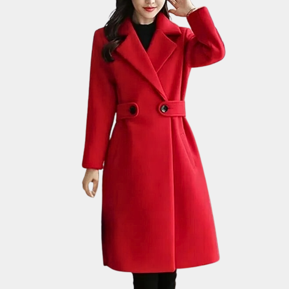 Cappotto lungo da donna dalla vestibilità slim, taglio sartoriale e vita con cintura, da formale a casual