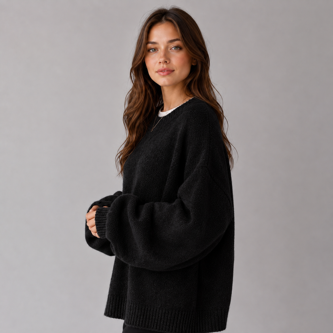 Elisabetta | Pull tricoté décontracté à épaules tombantes et ourlet fendu sur les côtés