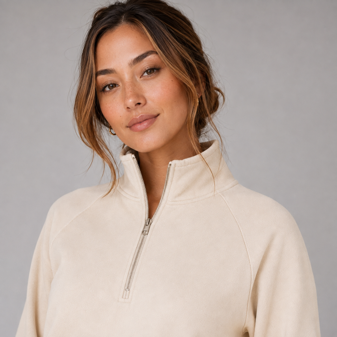Ilaria | Cozy Two-Piece Lounge Set with Half-Zip Sweatshirt and Wide-Leg Trousers