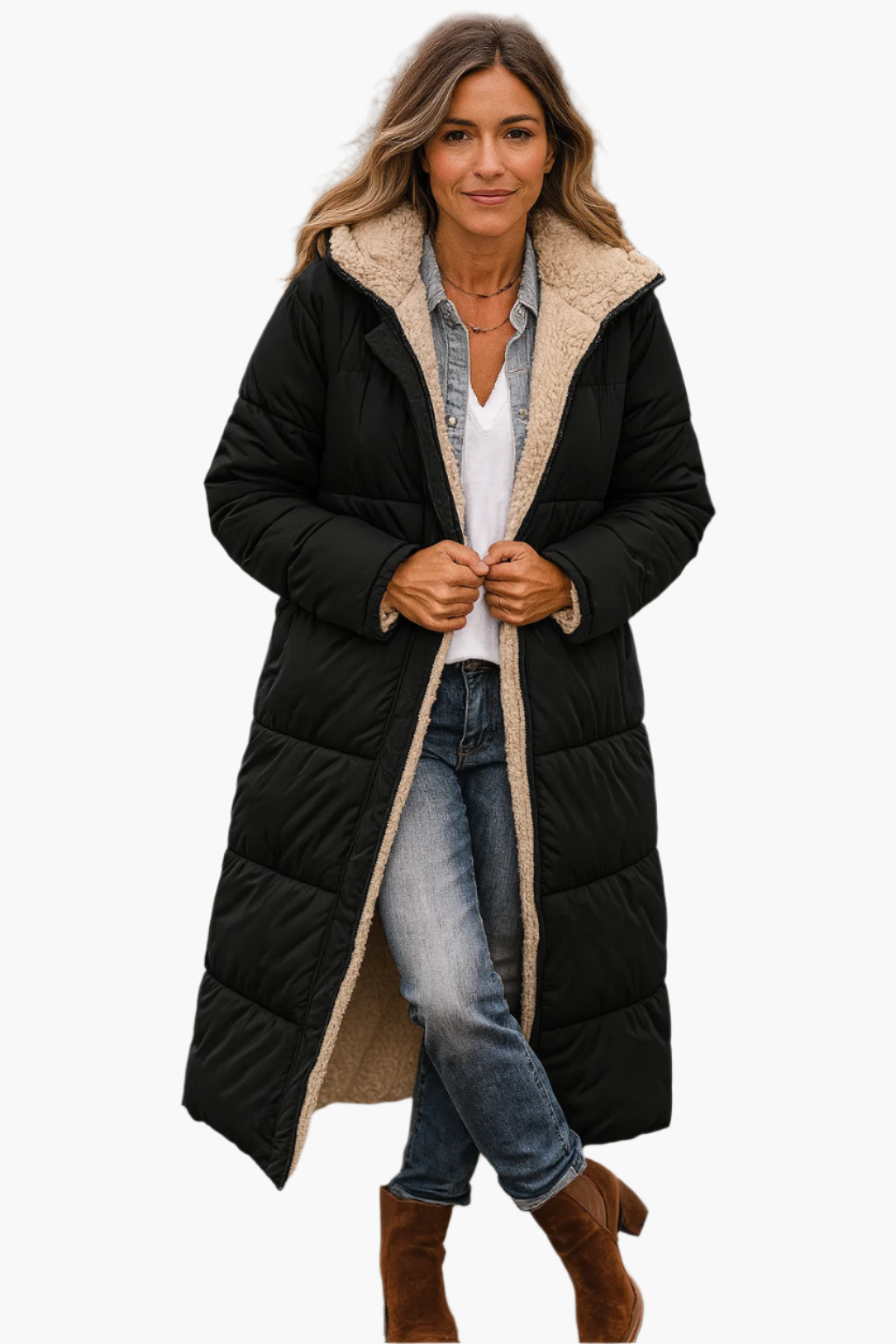 Marta | Cozy Longline Puffer Jacket with Hooded Design and Relaxed Fit
