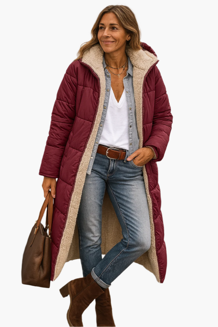 Marta | Cozy Longline Puffer Jacket with Hooded Design and Relaxed Fit