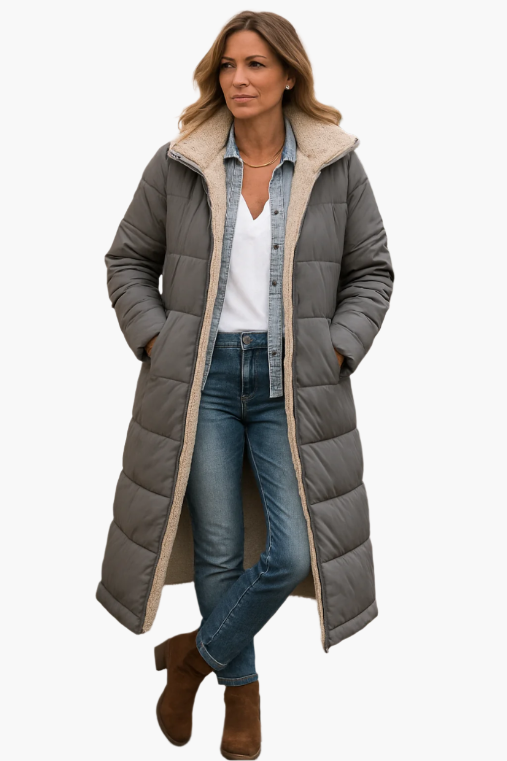 Marta | Cozy Longline Puffer Jacket with Hooded Design and Relaxed Fit