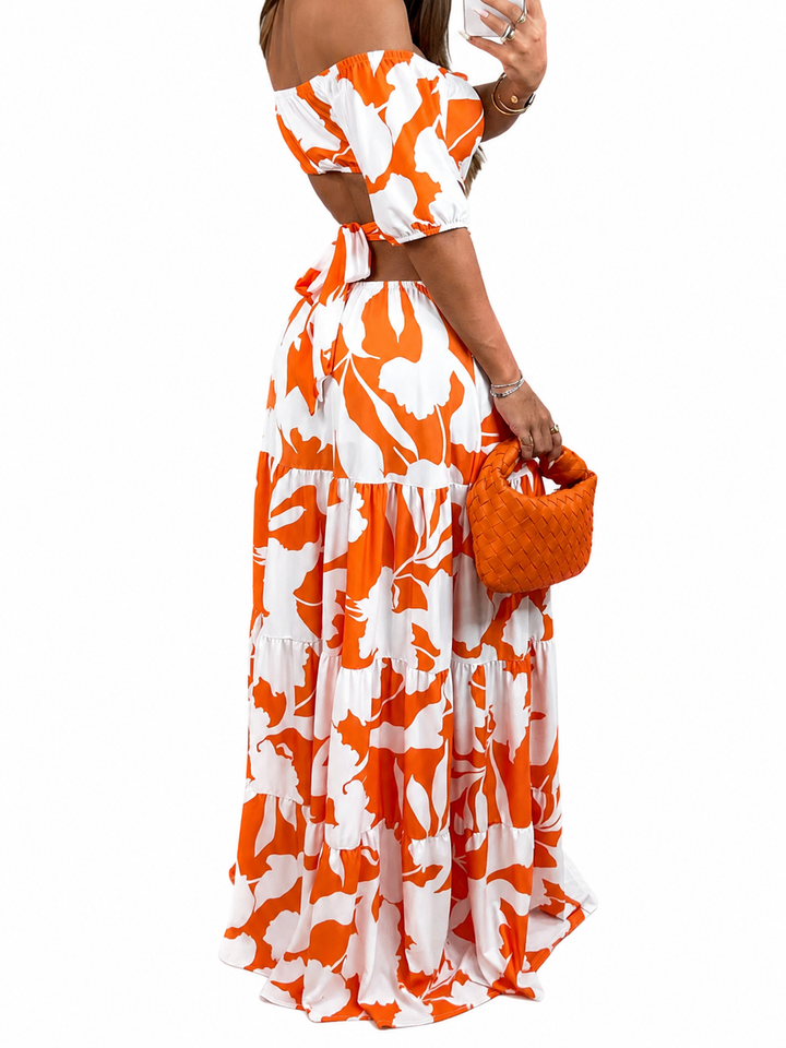 Alice | Vestido Maxi Floral con Hombros Descubiertos