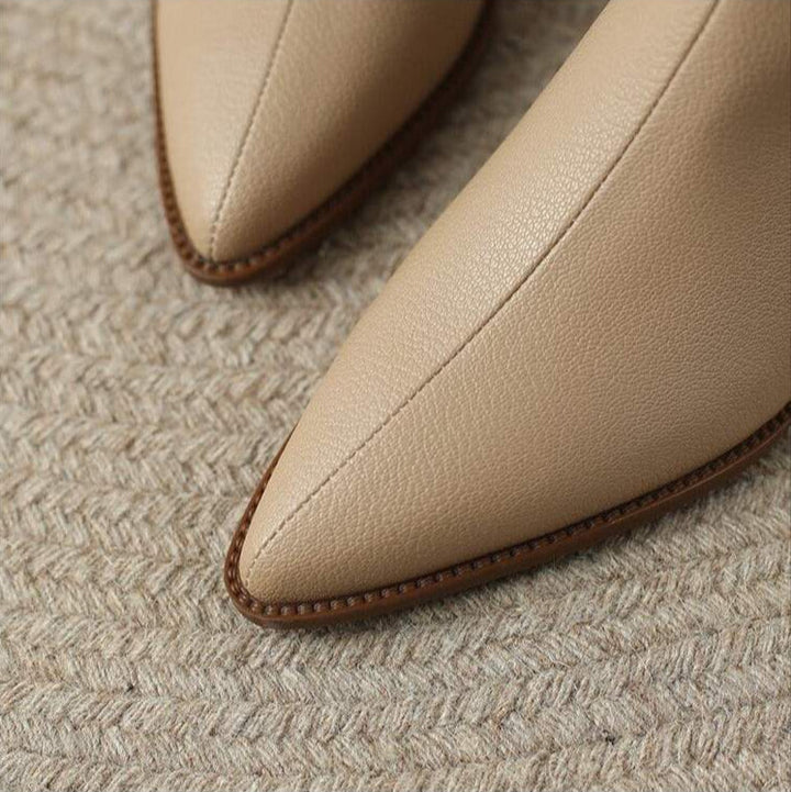 Women's Ankle Boots Vegan Leather Pointed Toe Slip On Low Heel Office