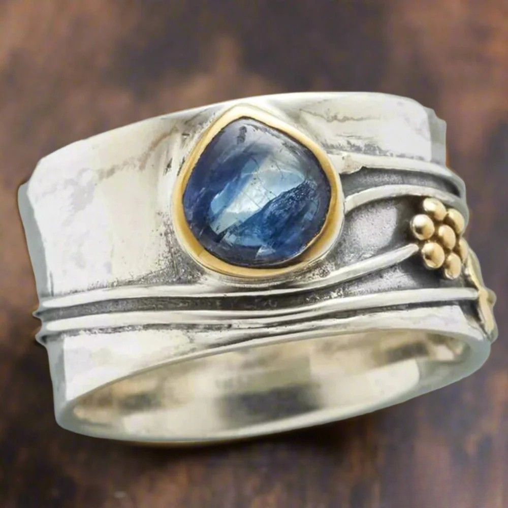 Bague de méditation bohème en pierre précieuse