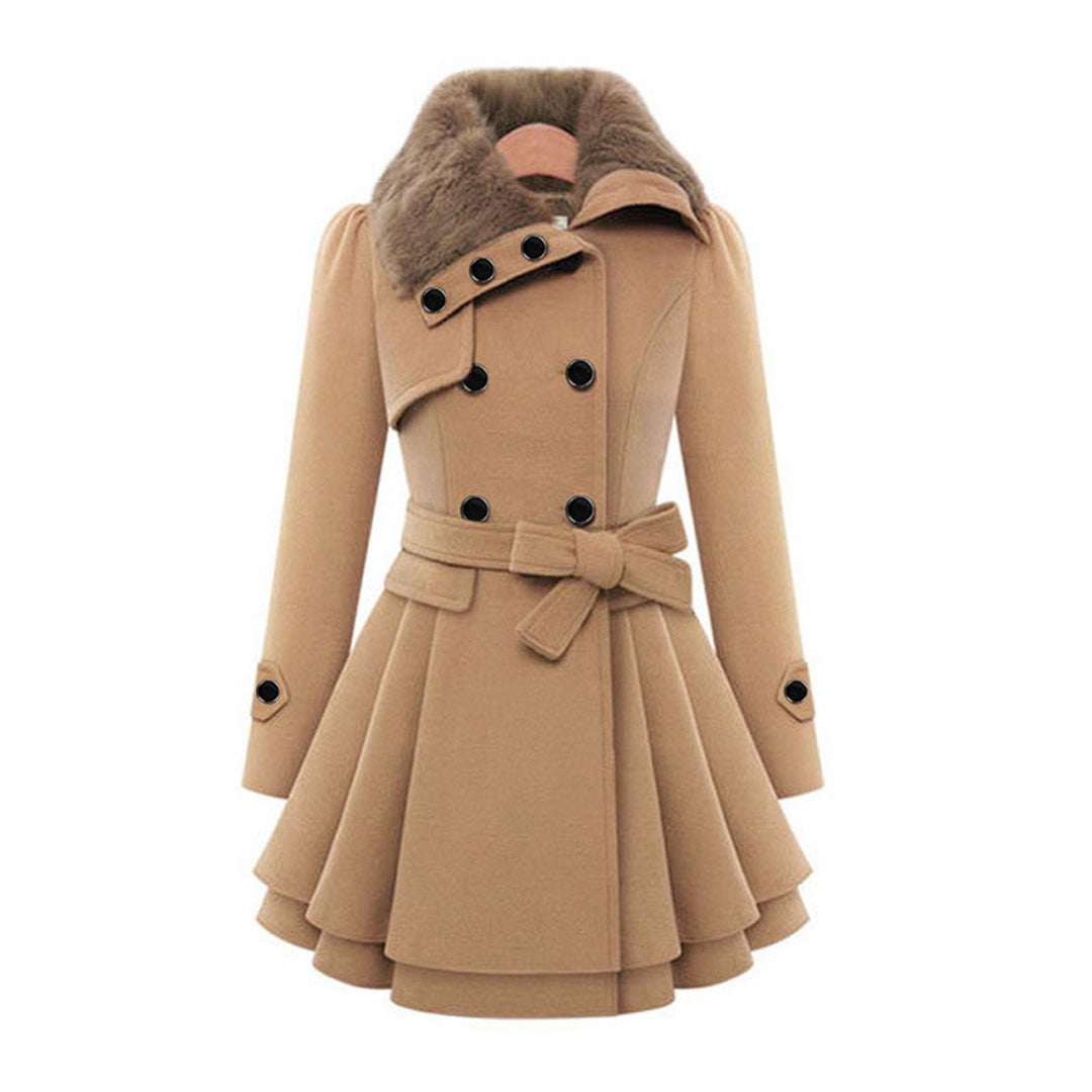Women's Long Coat Fur Collar Tailored Fit Plush Casual Everyday Wear