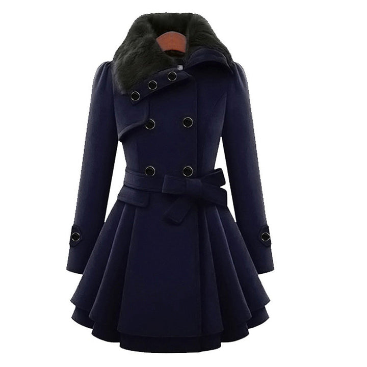 Women's Long Coat Fur Collar Tailored Fit Plush Casual Everyday Wear
