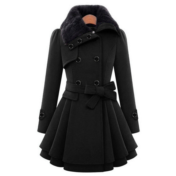 Women's Long Coat Fur Collar Tailored Fit Plush Casual Everyday Wear
