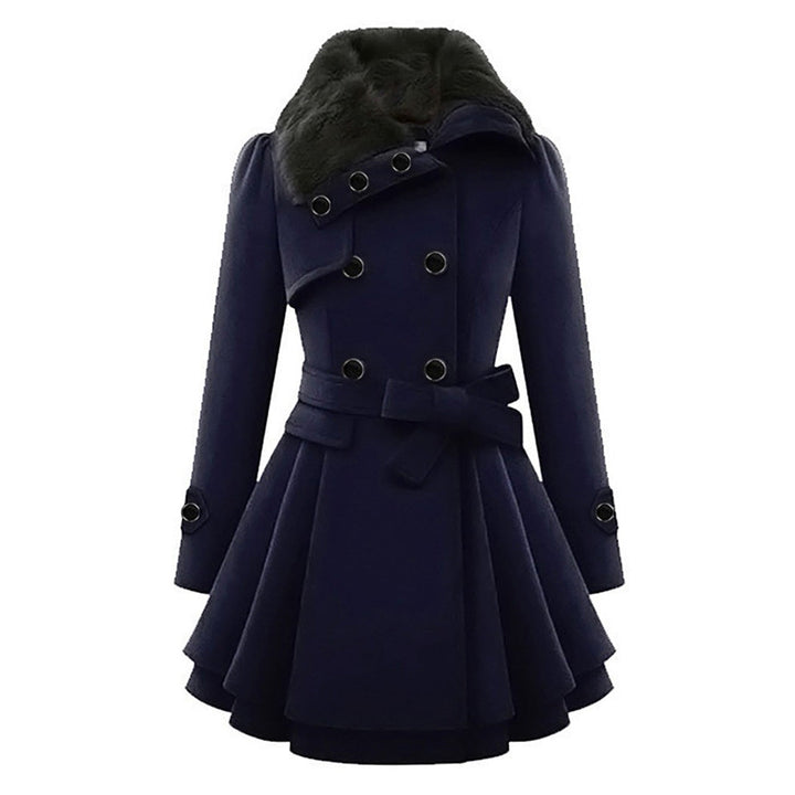 Women's Long Coat Fur Collar Tailored Fit Plush Casual Everyday Wear