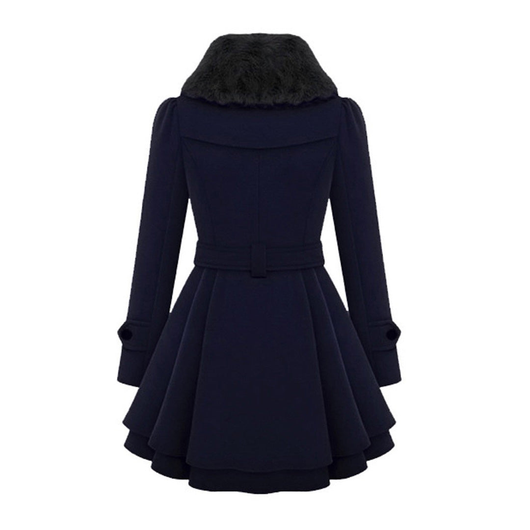 Women's Long Coat Fur Collar Tailored Fit Plush Casual Everyday Wear